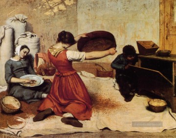  Gustave Malerei - Die Korn Sichter Realist Realismus Maler Gustave Courbet